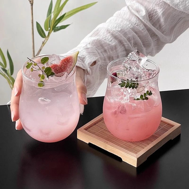 简约剔透水晶郁金香杯高级欧式玻璃杯家用办公果汁杯饮水杯咖啡杯