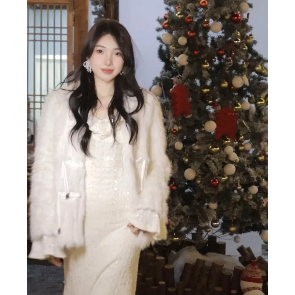 TYANG贰羊设计国风新中式紫色加厚环保盘扣毛毛外套大衣秋冬