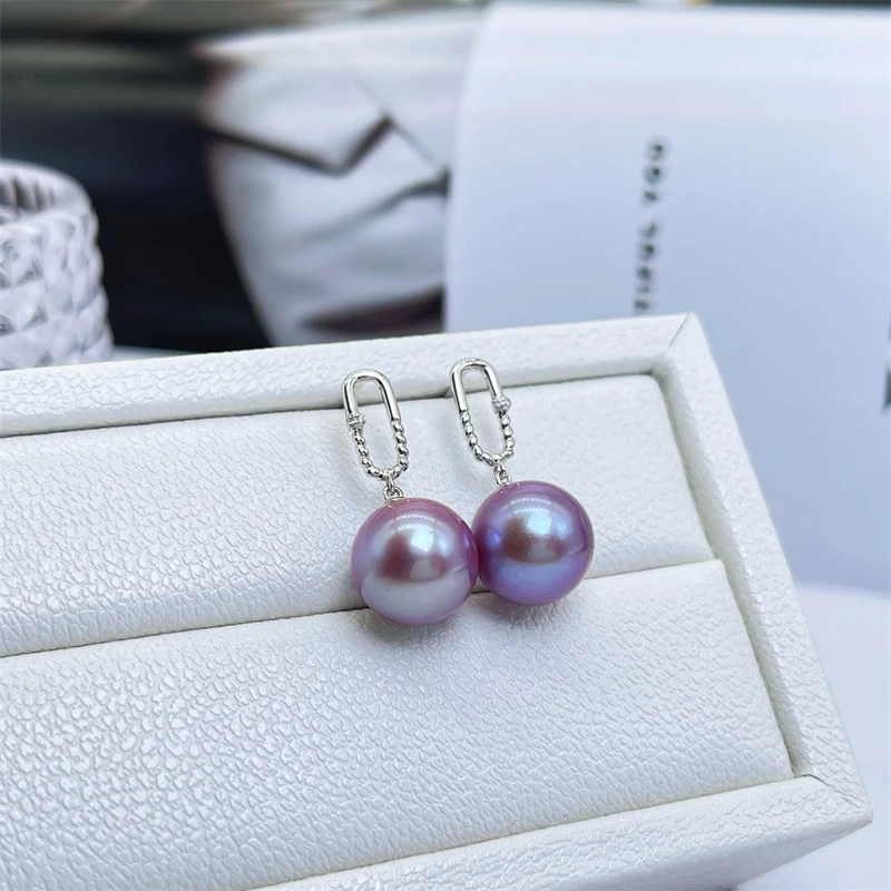 18k紫色爱迪生珍珠耳环