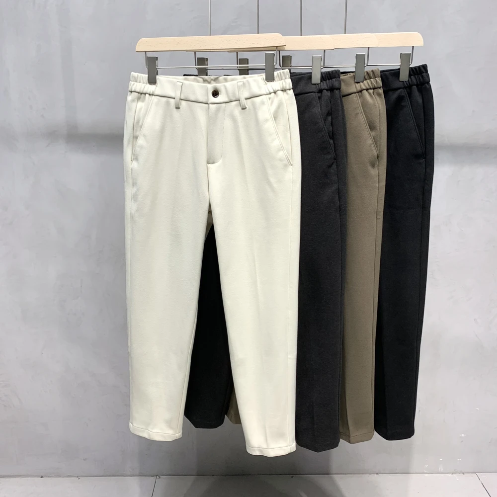 （断码清仓）冬季毛呢料小直筒休闲裤男时尚百搭免烫男士西裤男长裤