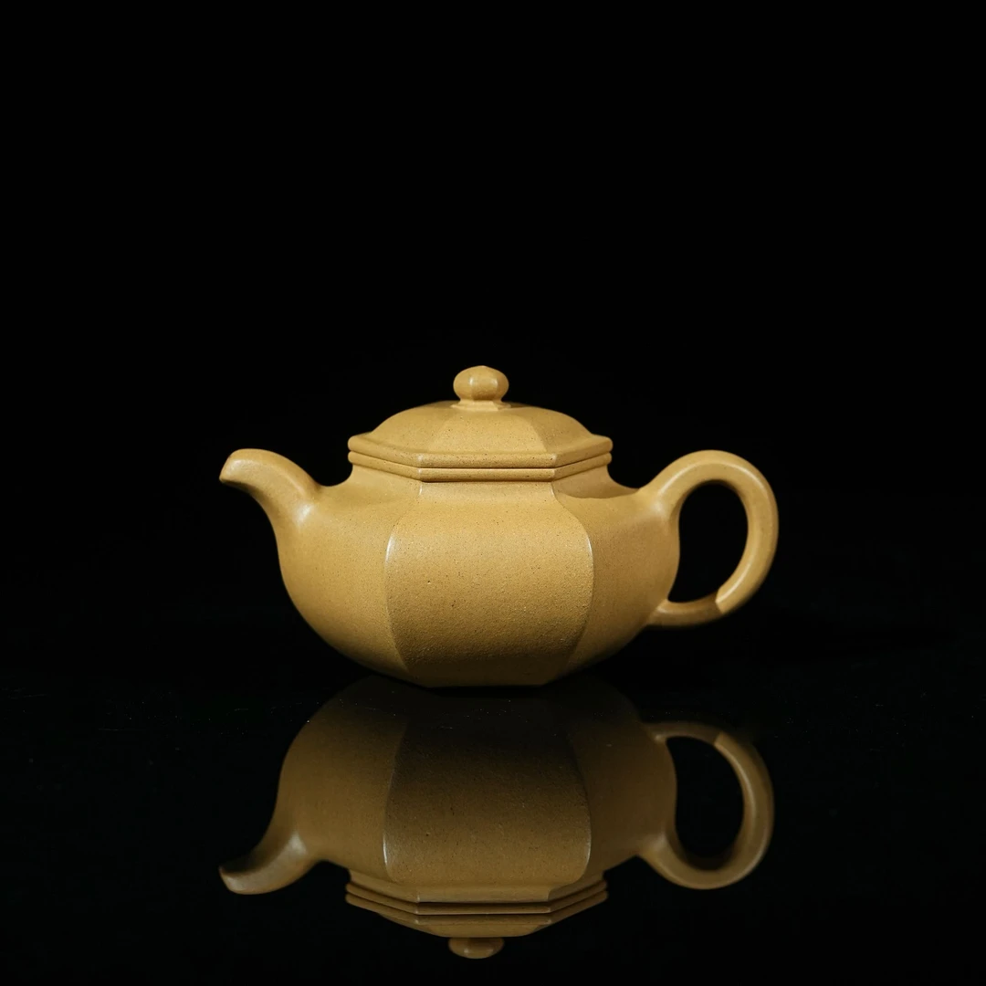 六方仿古 全手工制 原矿梨皮本绿 容量200cc 精品紫砂壶