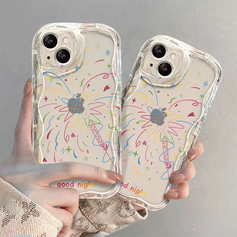 简约烟花苹果15手机壳iphone14promax女款13防摔12全包11卡通xr/7
