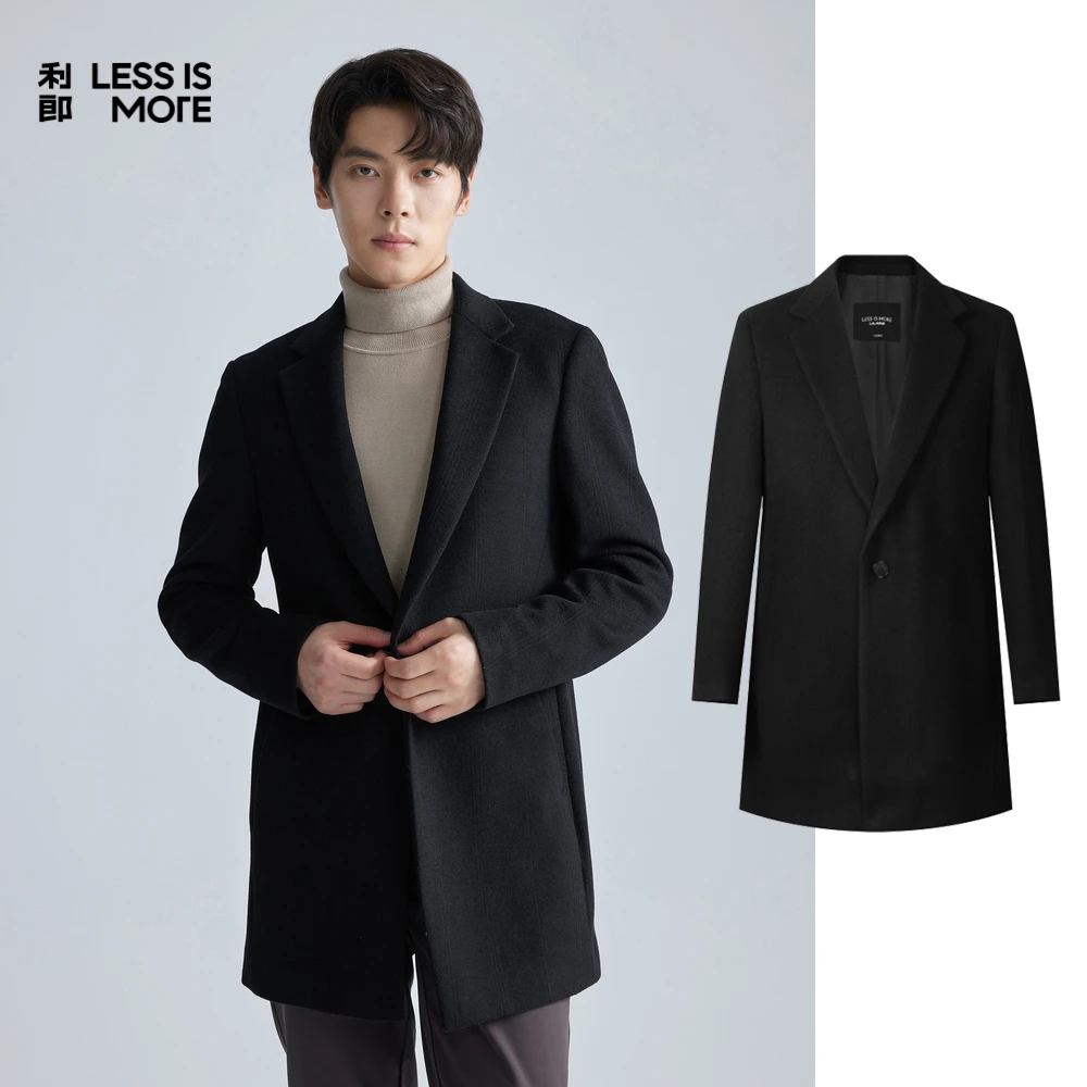 【100%羊毛】利郎男士商务休闲绵羊毛呢大衣中长款风衣外套冬季保暖