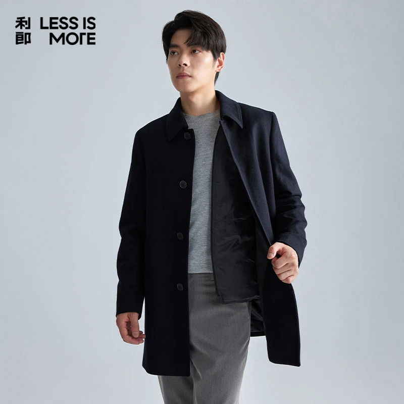 【美丽诺羊毛】利郎男士商务休闲毛呢大衣中长款风衣外套羽绒内胆