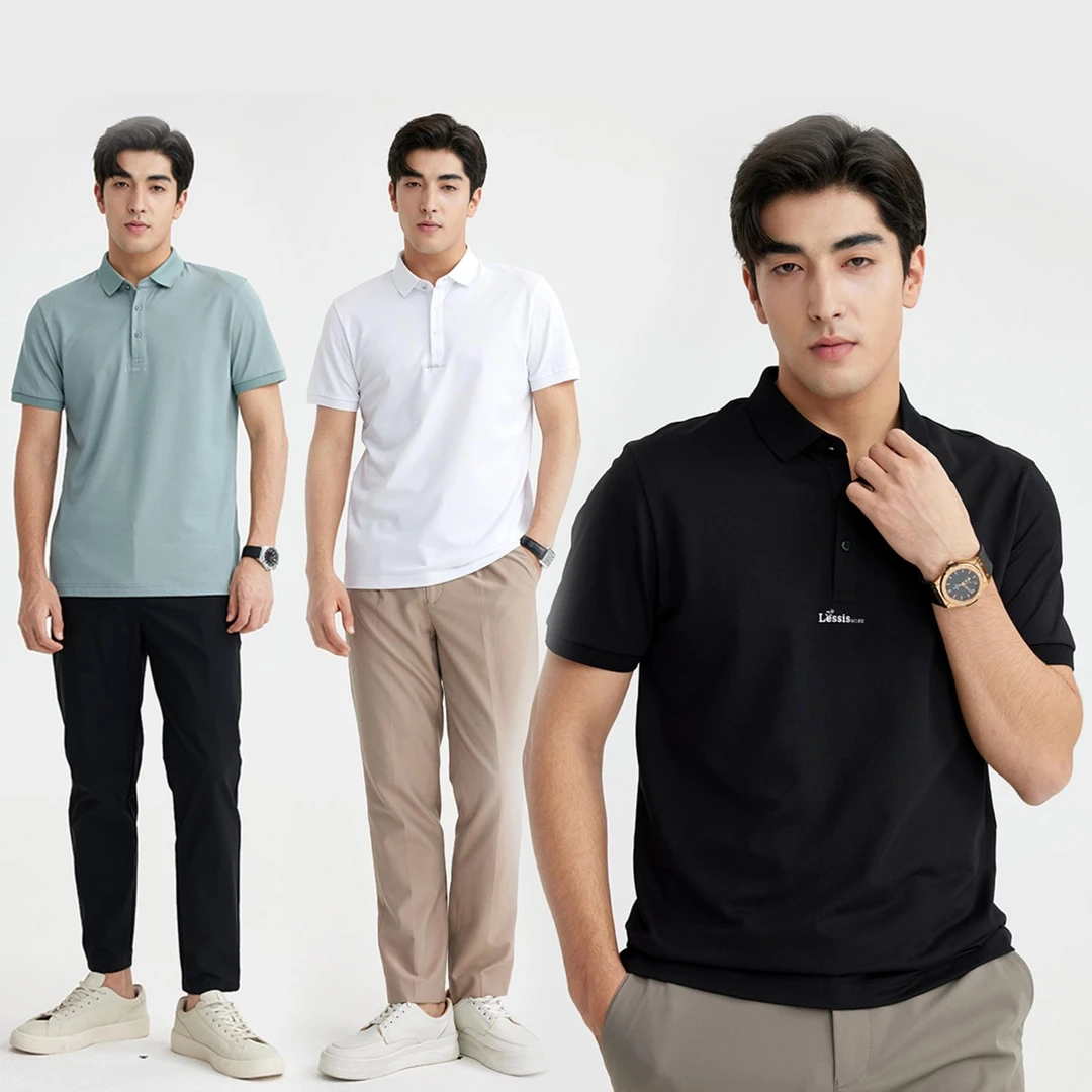 【莫代尔棉弹】利郎高档男士polo衫夏季透气短袖修身休闲凉感纯色
