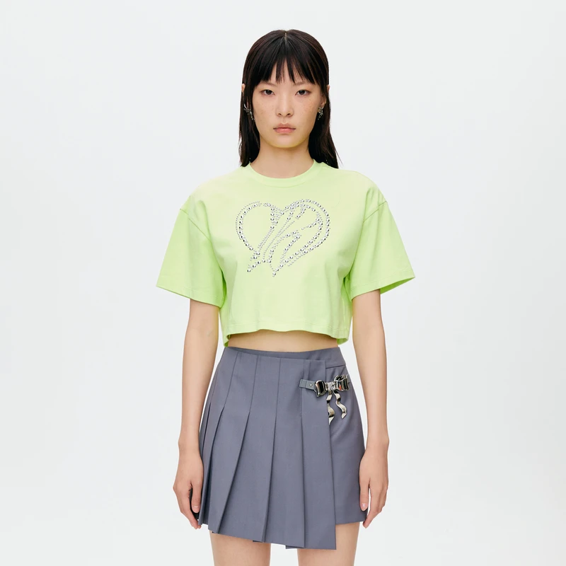 REVAN芮范俏皮果绿爱心时尚短袖T恤O31001009