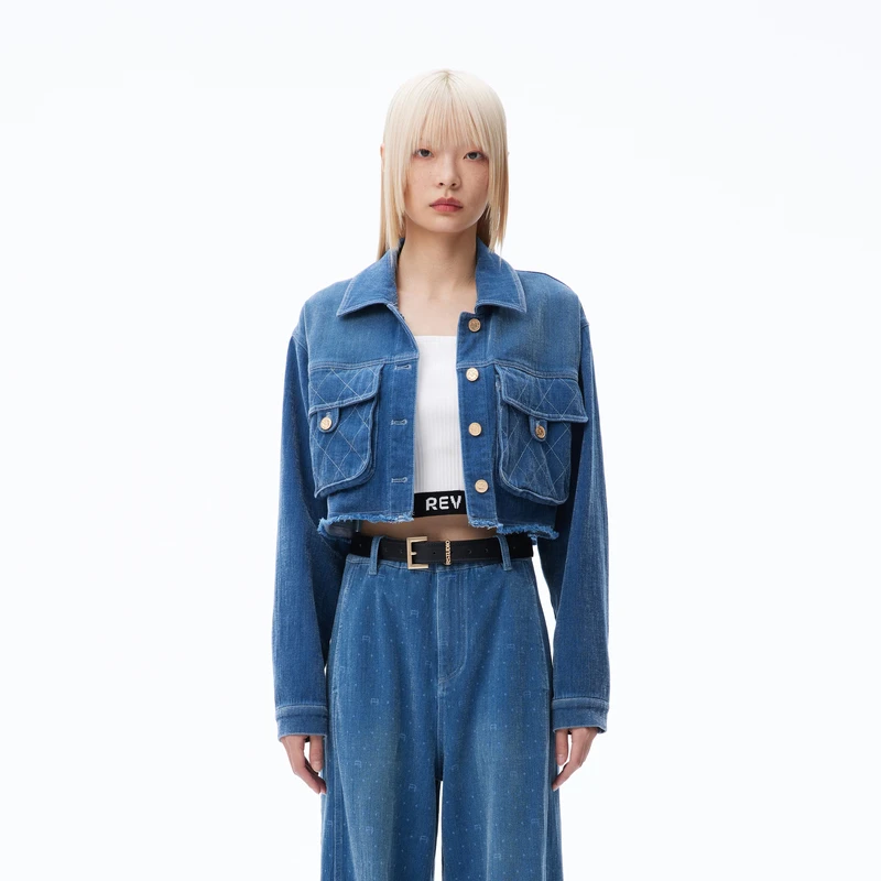 REVAN芮范复古菱格纹牛仔外套RN70109210