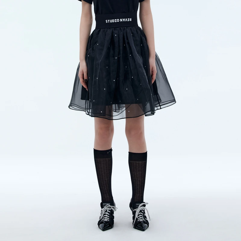REVAN芮范设计师款酷感百搭网纱半身裙RU71501324