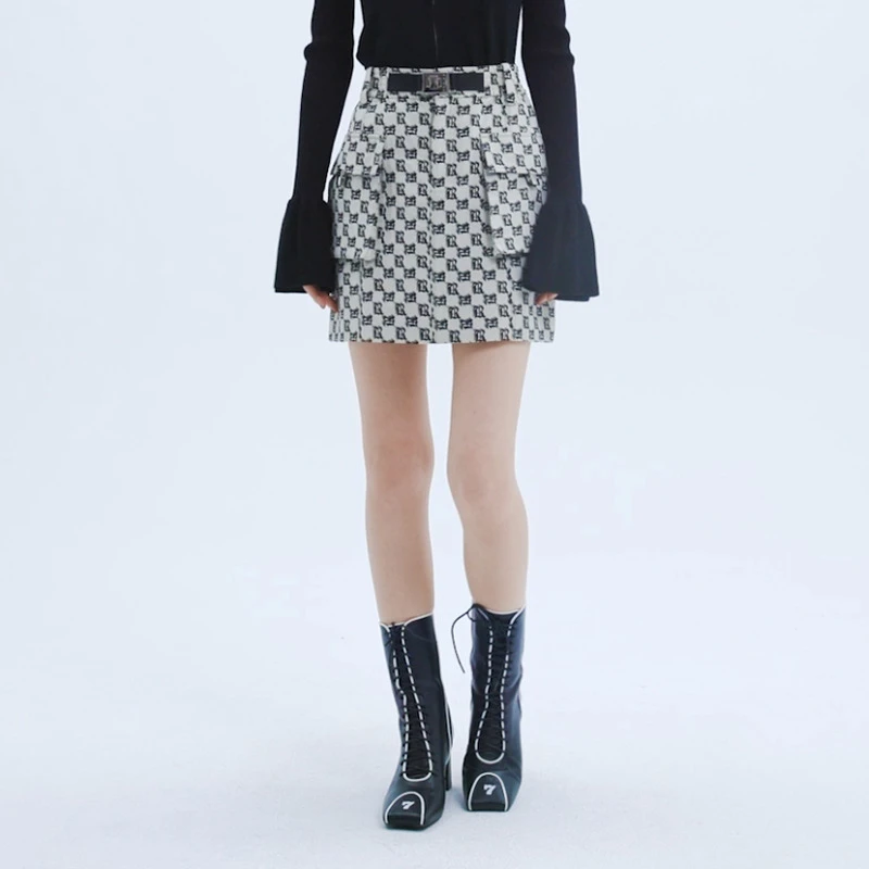 【备用链接】REVAN芮范经典满版老花半身裙RU71501316