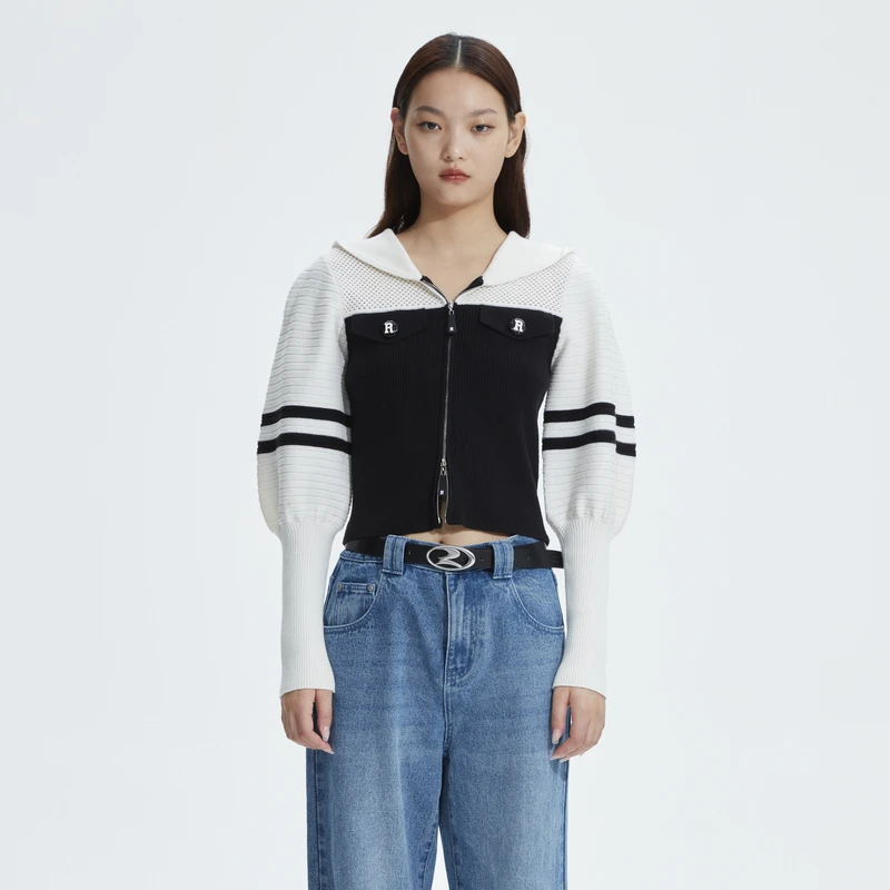 【赵老板专属】REVAN芮范质感双头拉链毛衣开衫RN10106304