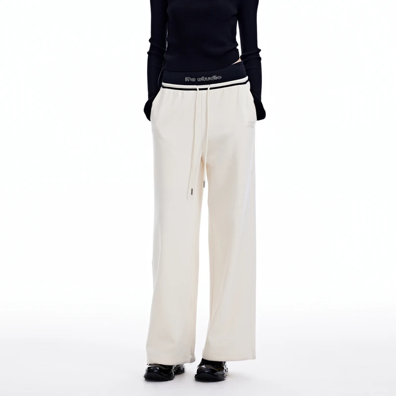 REVAN芮范设计师款高级感简约肌理阔腿裤RN91301088