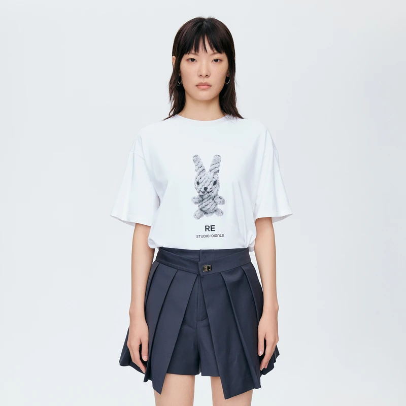 REVAN芮范萌趣麻绳兔宽松T恤O31001021