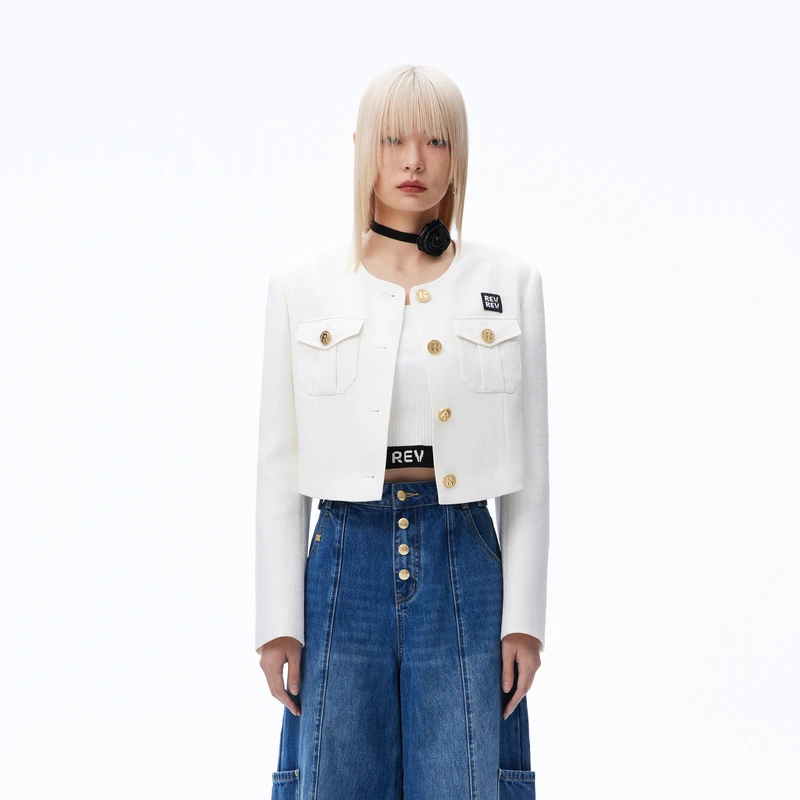 【达人播专属】REVAN芮范高级感粗纺小香风外套RN70105204