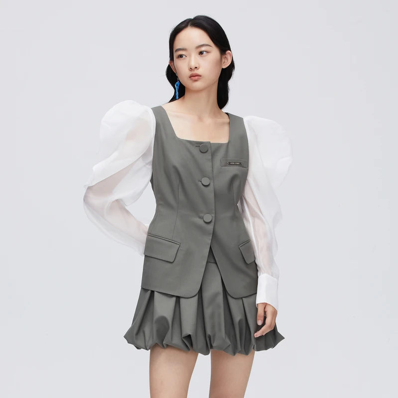 REVAN芮范气质西装拼接连衣裙O11101184