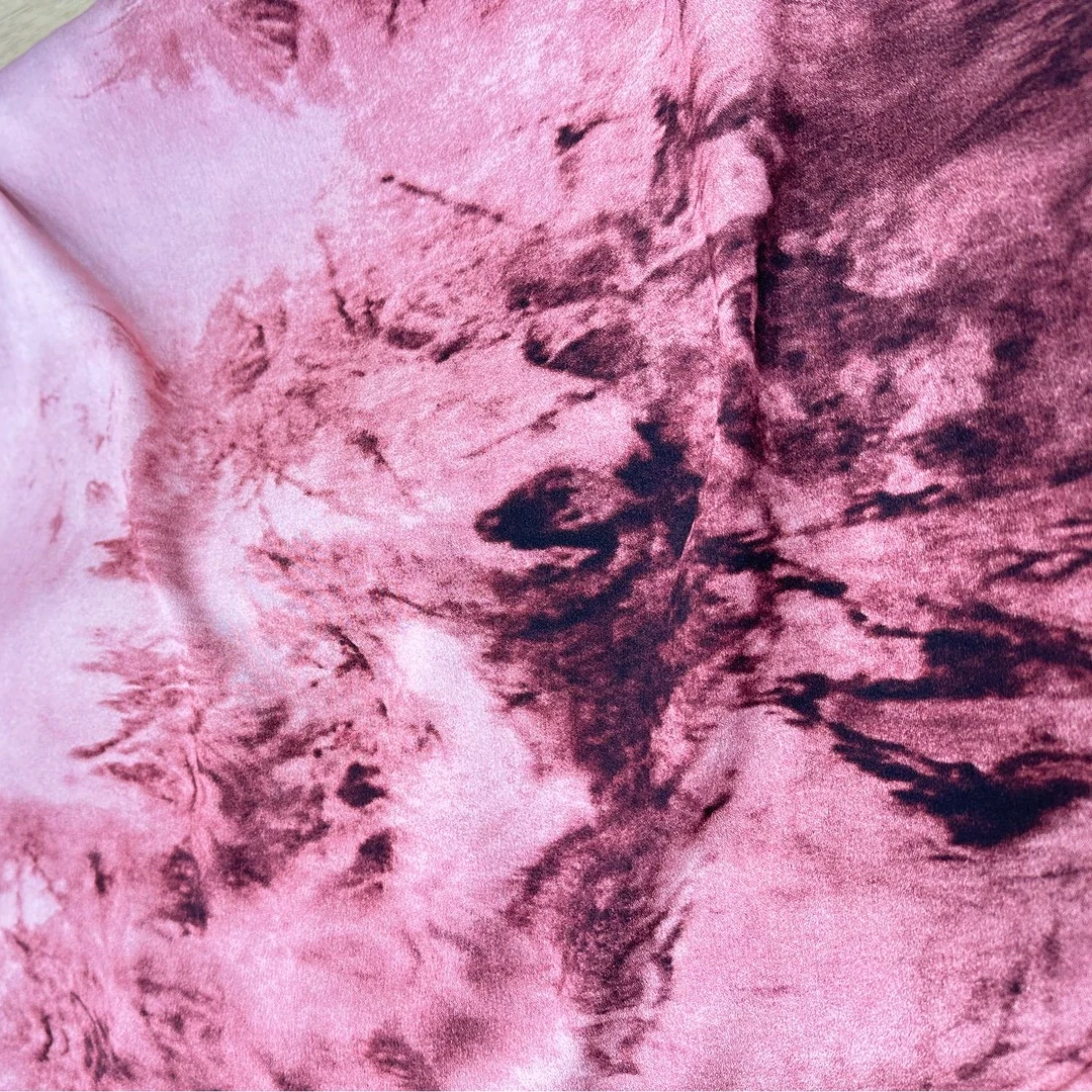 【清仓】新款粉红色渐变仿蚕丝碎花面料冰羽丝面料