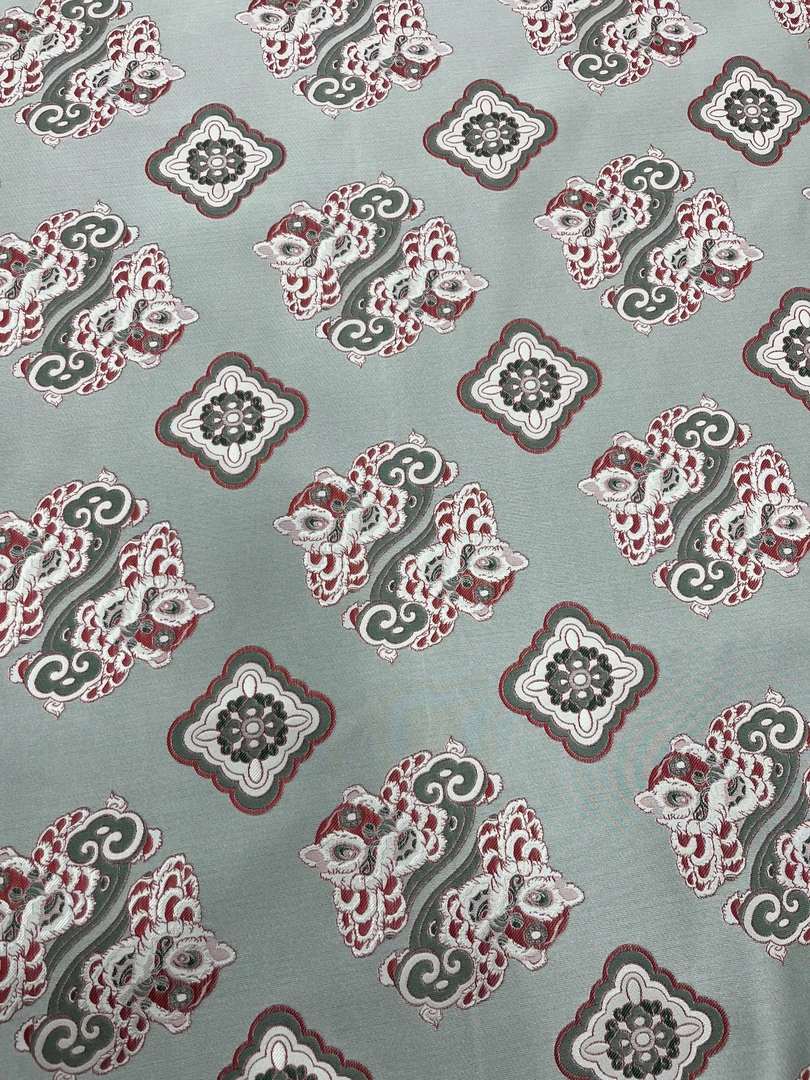 【狮狮如意】织锦缎双面提花国风面料新中式风格布料【ZP8743】