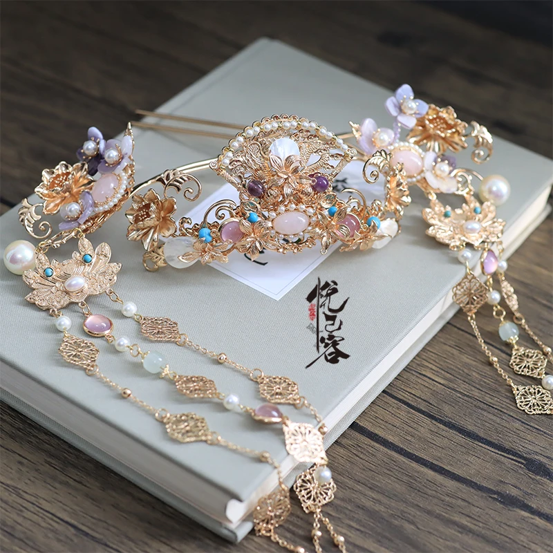 悦己容[韶华渡]古风汉服配饰耳饰古典发冠长流苏发簪子头饰