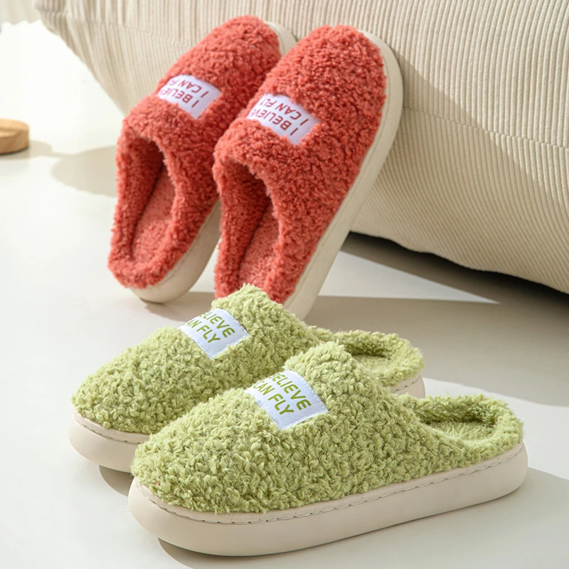 依家庭可冬季男厚底室内防滑软底家居家用情侣毛绒月子女棉拖鞋