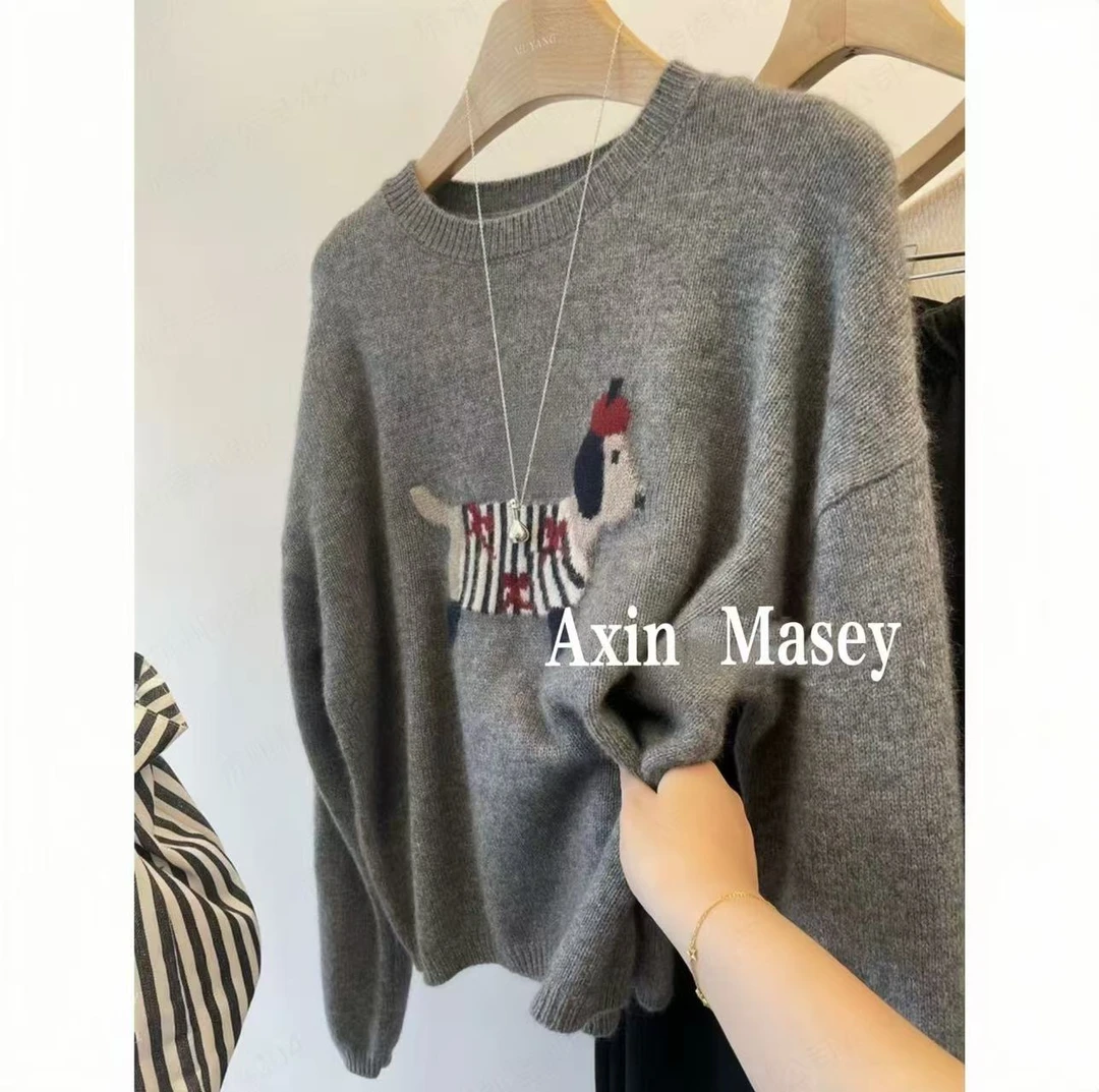 阿欣家~腊肠小狗 套头长袖针织衫上衣Z00616