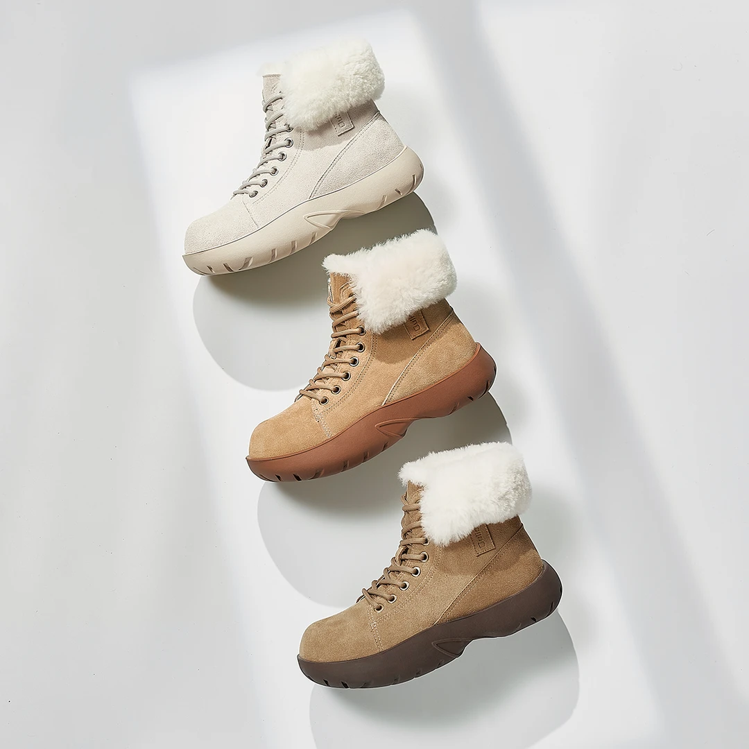 OL456冬季原创新品真皮棉靴2025新款软底敲软敲舒适防滑轻便女