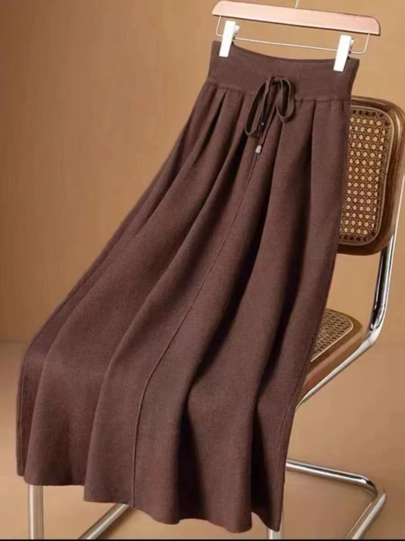 主播身上同款半身裙新款中长款洋气显瘦时尚气质高档针织裙A字裙