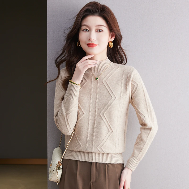 2024冬季新款时尚宽松百搭洋气高档加厚保暖长袖针织衫9333