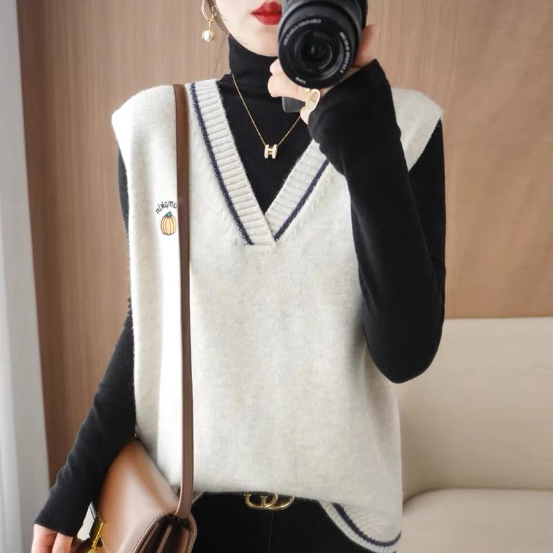 2025新款爆款南瓜刺绣针织背心女韩版洋气宽松百搭显瘦遮肉外穿