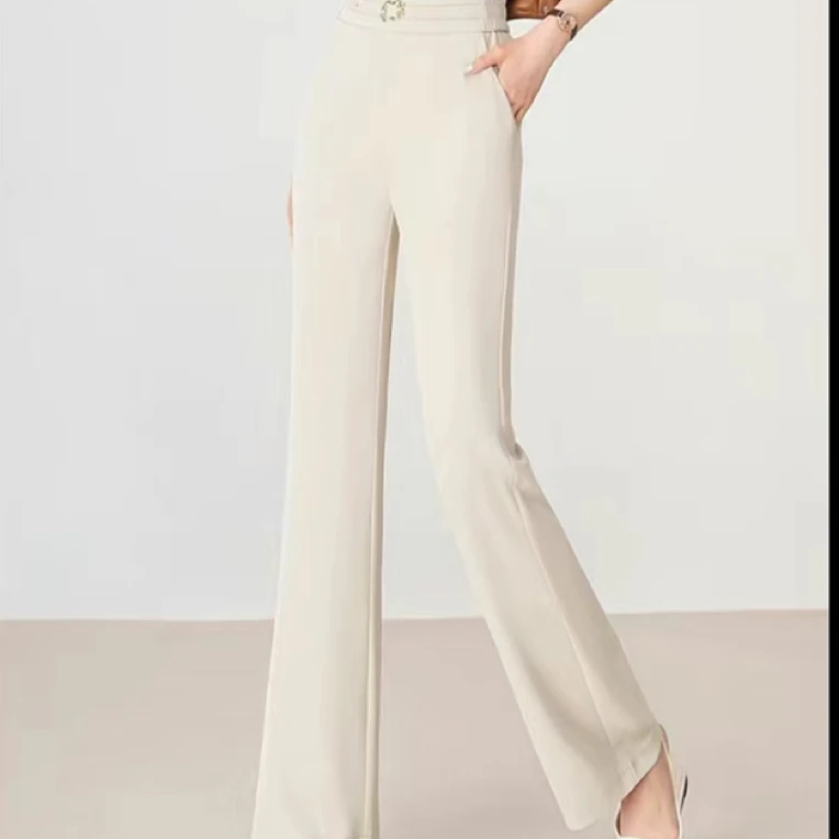 #153 喇叭裤女高腰显瘦宽松夏季薄款冰丝裤子休闲长裤