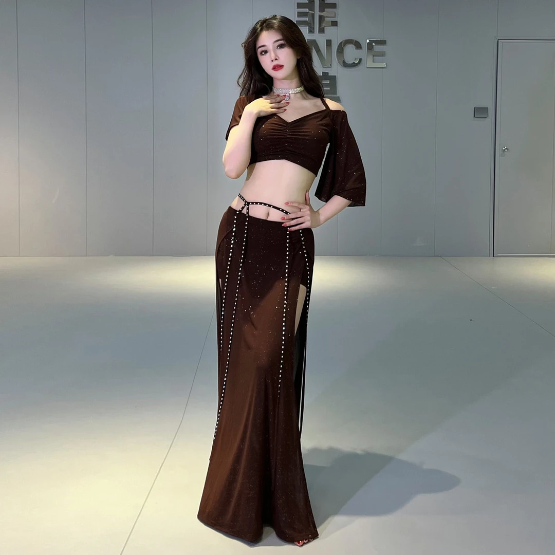 舞娘原创小众设计摩卡肚皮舞服装2025新款夏季网纱练功服套装班服