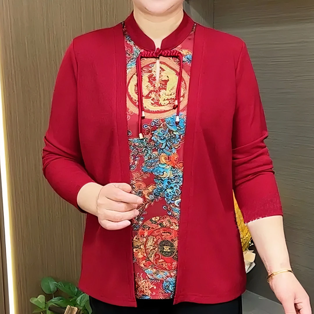 2024早春新款时尚洋气休闲百搭复古中国风长袖妈妈装女士宽松