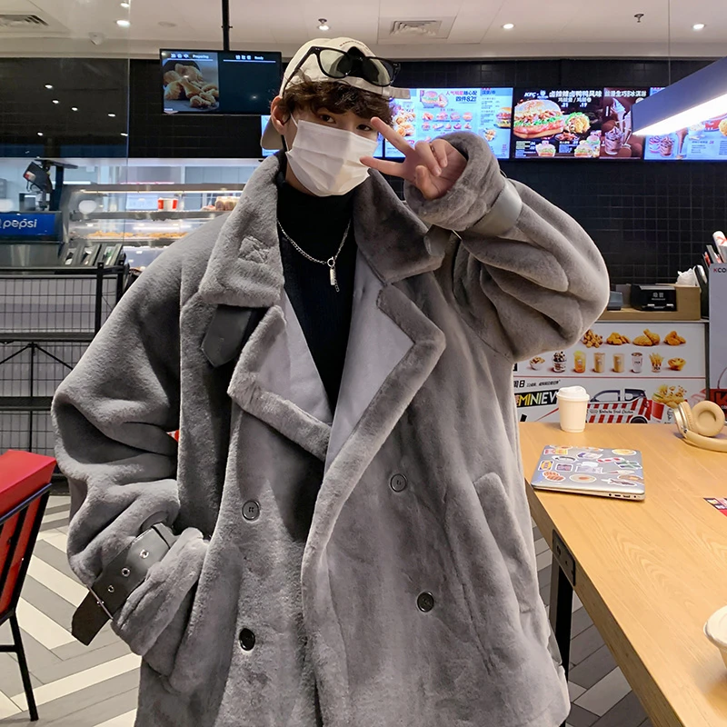 羊羔绒棉衣外套男士冬季新款美式加绒加厚棉服休闲冬天潮牌棉袄子