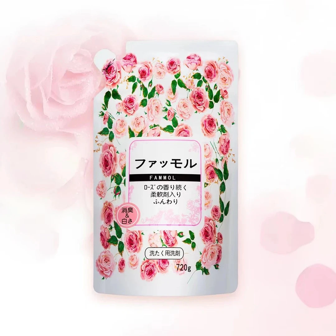 【拍3袋包邮】日本法摩洛柔顺洗衣液玫瑰香持久留香护色洗衣液720g