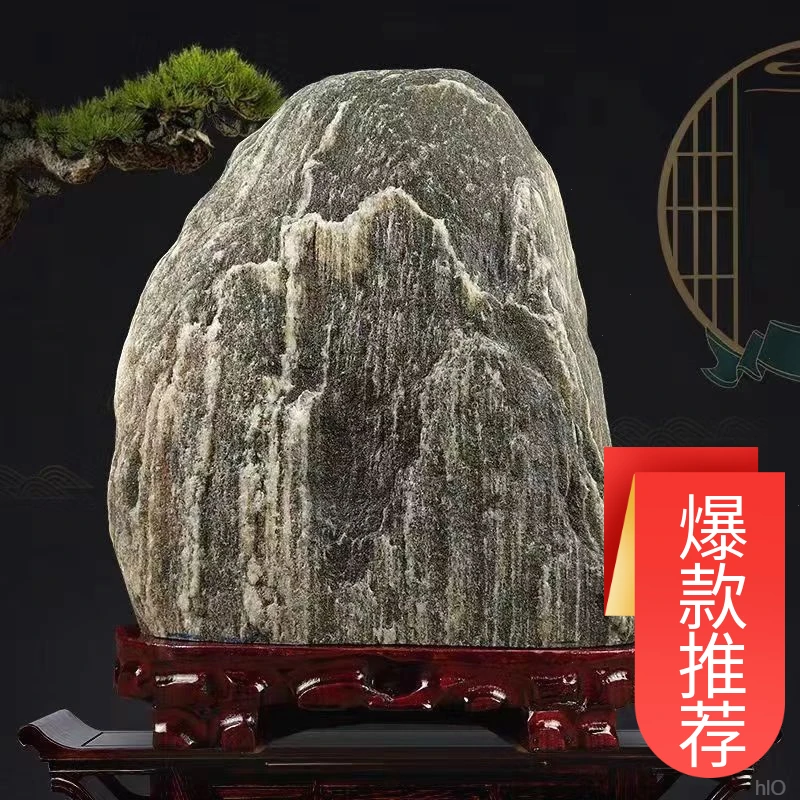 老料雕刻泰敢当石头摆件办公室靠山石书桌玄关客厅室内风化原石