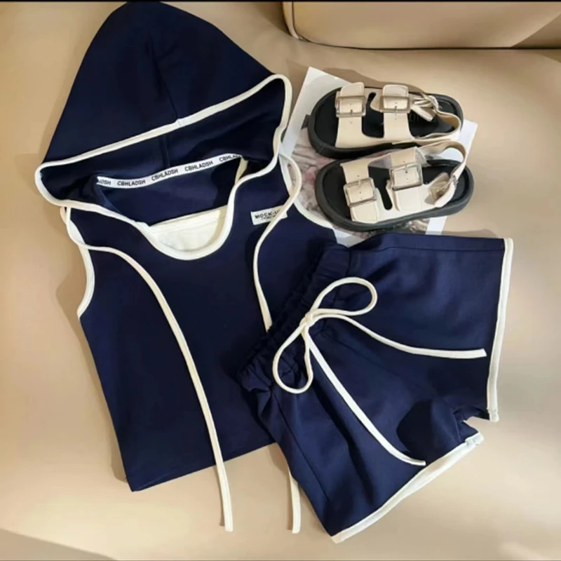 儿童无袖polo洋气时髦短裤2024新款女童学院风套装夏季两件套潮款