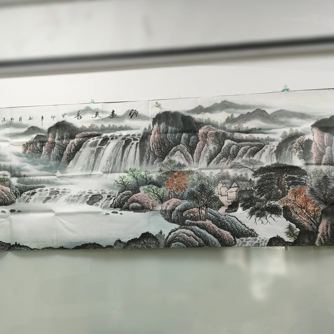 国画作品山水图《源远流长》六尺