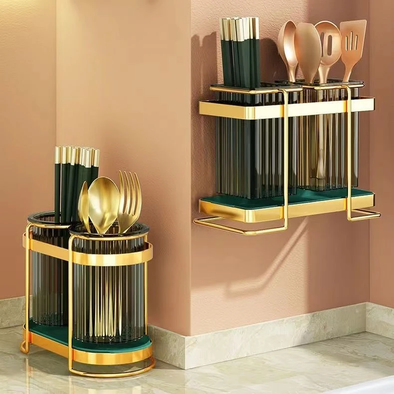 轻奢筷子筒壁挂沥水置物架透明筷子收纳盒厨房家用新款筷笼免打孔