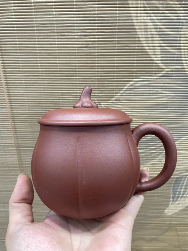 南瓜盖杯水杯紫砂杯清水泥泡茶杯茶具红泥