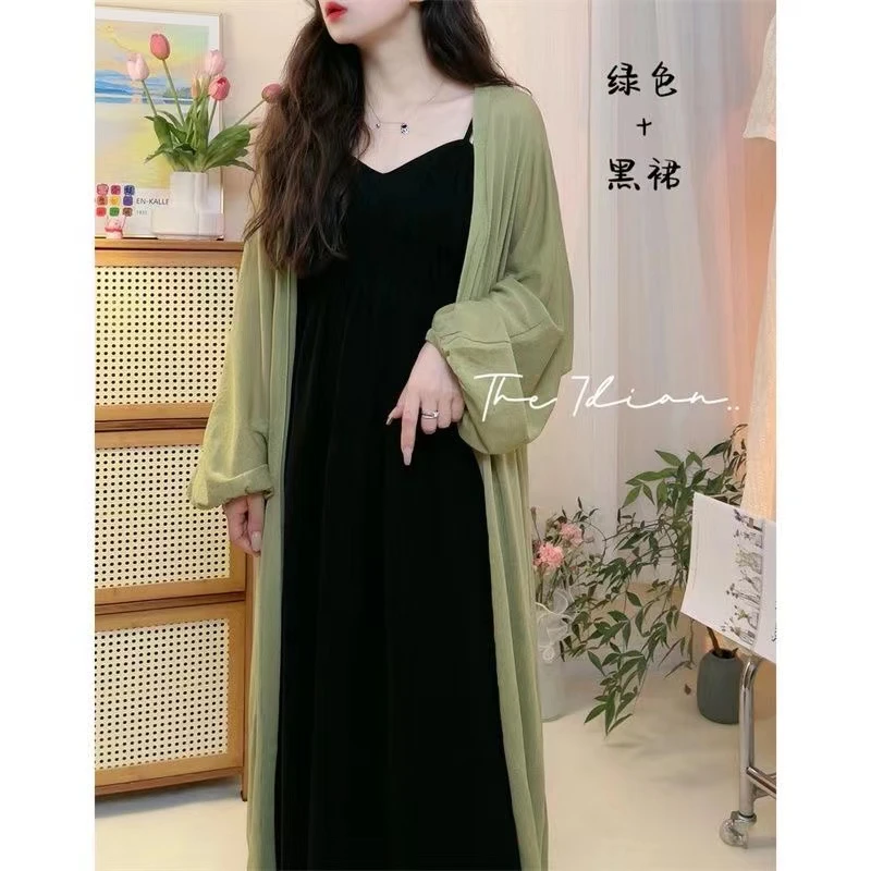 薄款冰丝开衫女夏季宽松外搭很仙的长款披肩防晒衣针织空调衫外套