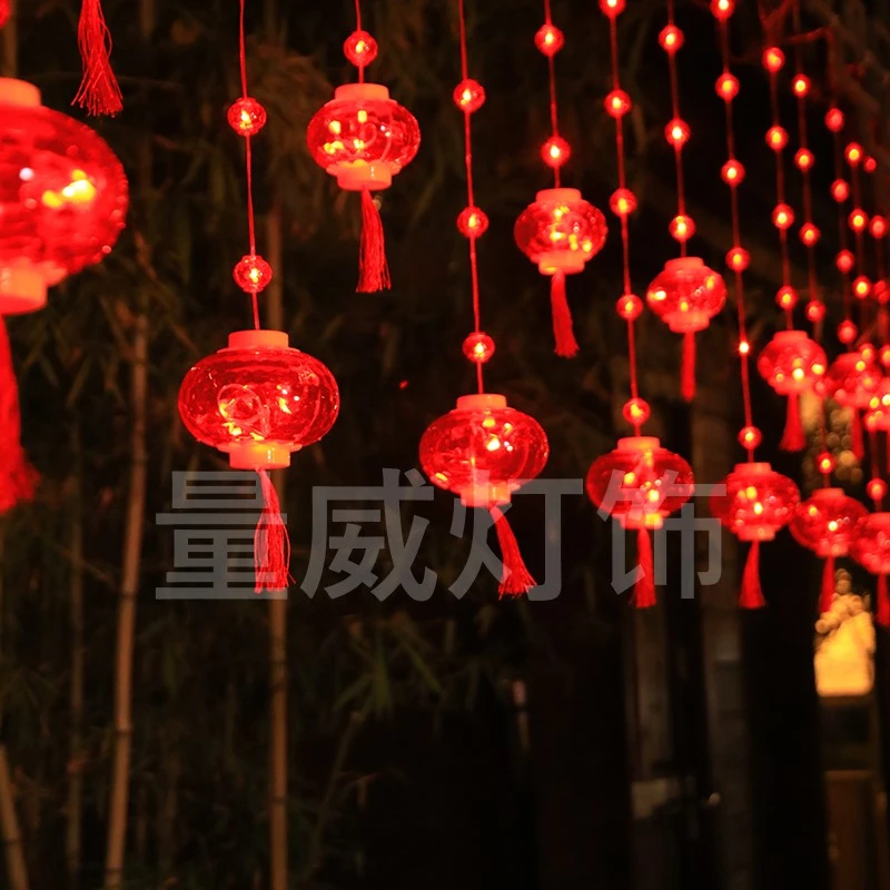 太阳能财源滚滚红灯笼家用阳台庭院灯户外灯庭院氛围灯发光窗帘灯