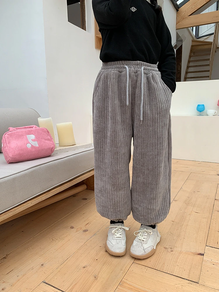 【已开价】女童裤子冬款加绒束脚裤一体绒休闲雪尼尔裤 N063