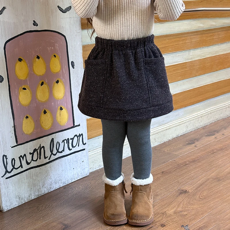 【现货已开价】女童韩版洋气180g奥粒绒工装口袋半身短裙子24A043