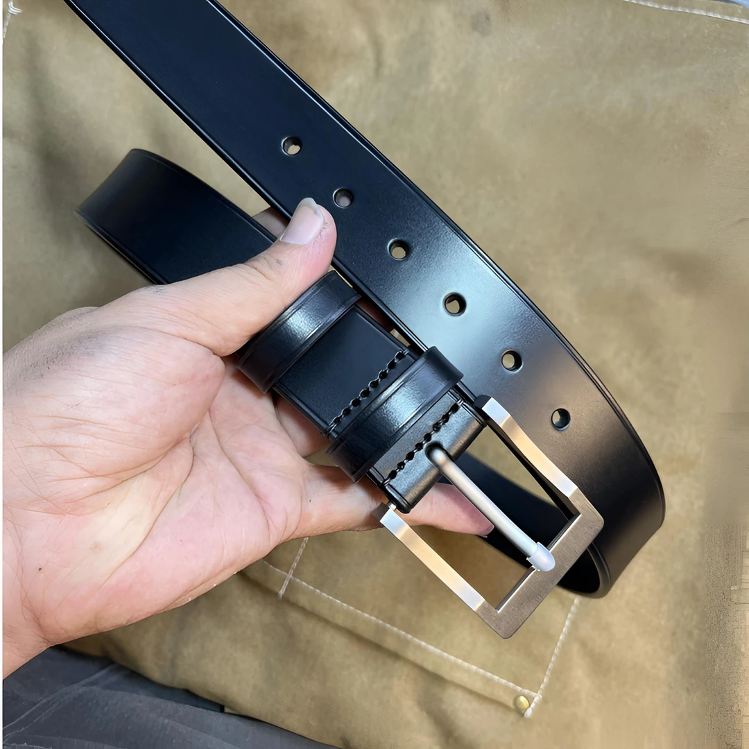 皮带男士腰带（钛扣+tws马缰）手工制作裤腰带百搭牛仔时尚休闲皮带