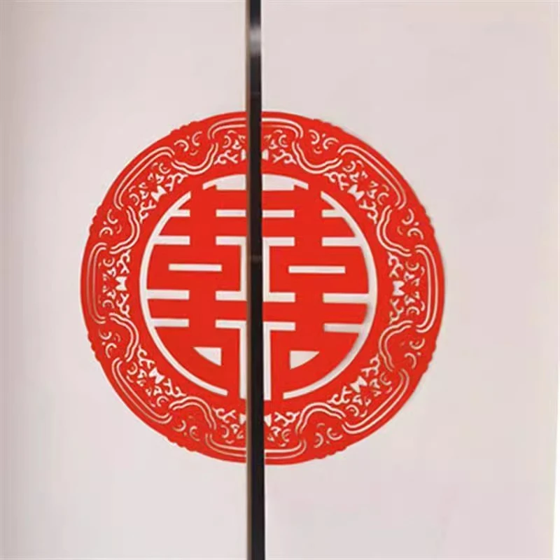 结婚电梯门喜字贴婚礼分离式双开门专用植绒无纺布喜字楼梯口双囍