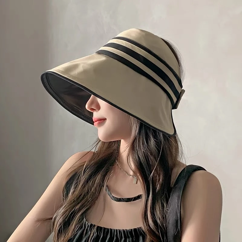 夏季防晒遮阳渔夫帽子女防紫外线夏季时尚百搭黑胶太阳帽