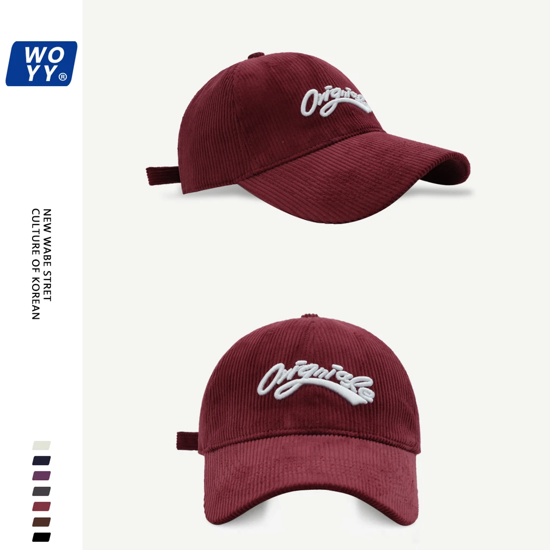 2025年新款 大头围灯芯绒棒球帽子女立体刺绣 时尚百搭情侣出游