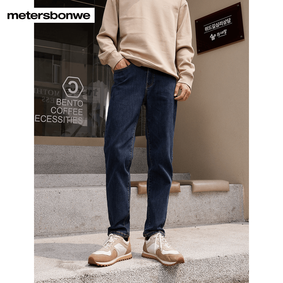 美特斯邦威男中腰合体小脚牛仔长裤746266