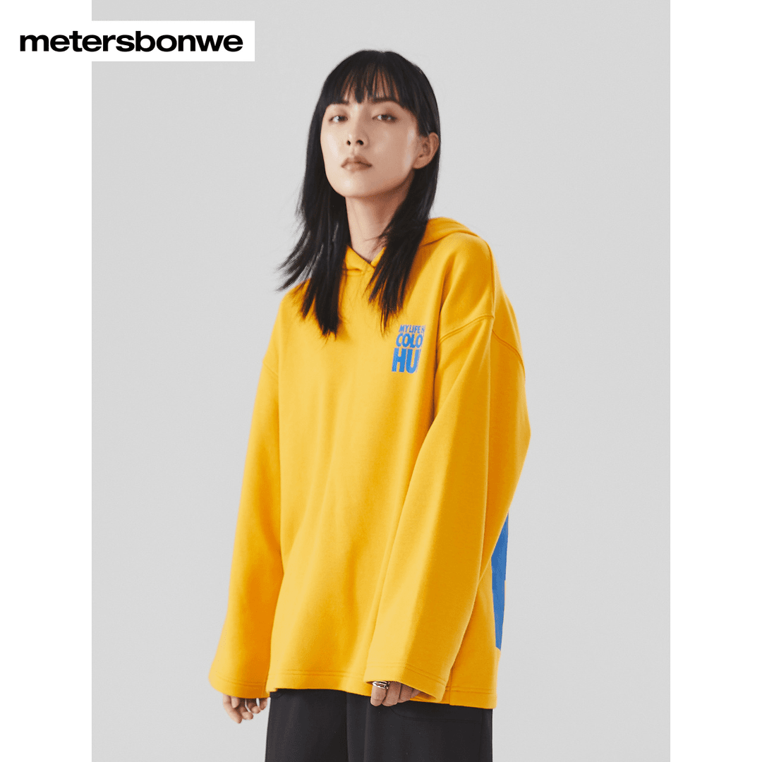 美特斯邦威卫衣女休闲大字母印花连帽针织女式潮流卫衣721982