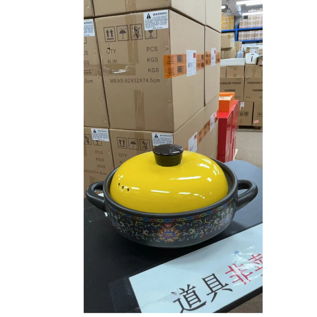 花彩防干烧砂锅耐高温大口径家用燃气灶汤锅明火煲汤c