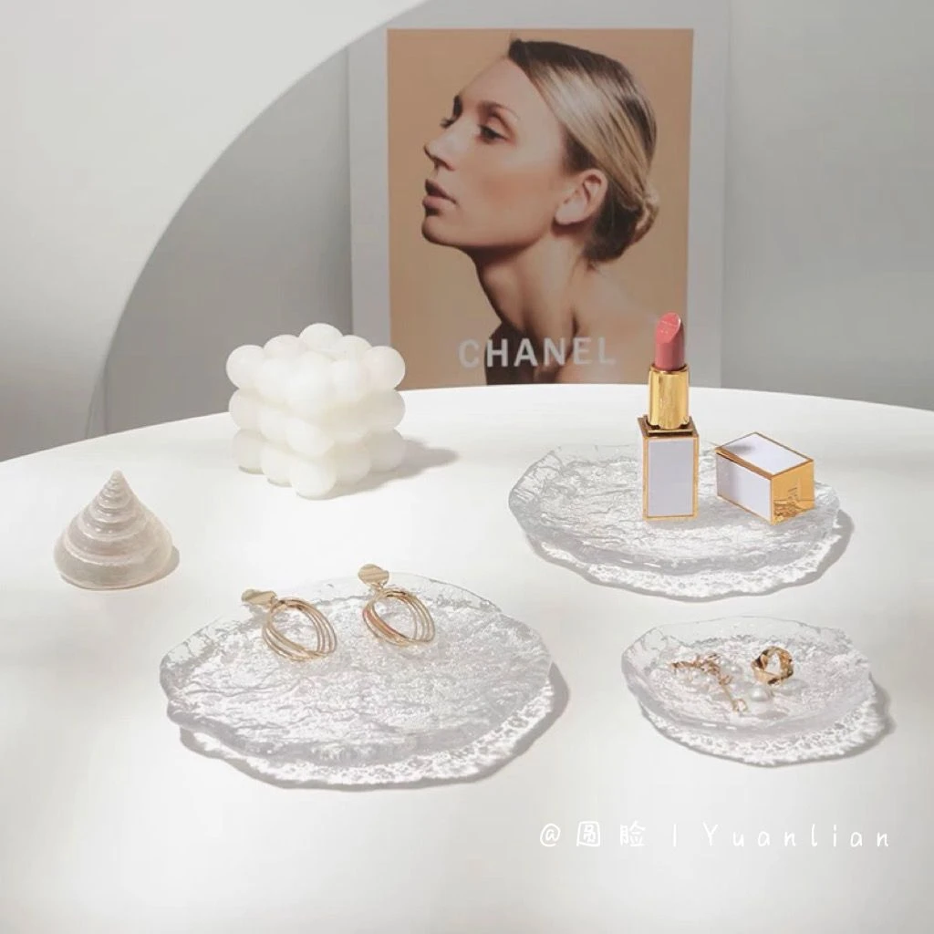 ins风冰川玻璃早餐碟水果盘创意网红酱料碟子简约点心西餐碟子