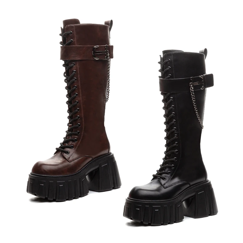 增高10cm不过膝长筒靴2024年时尚舒适新款小个子厚底长靴XG0801-3